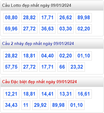 Cầu loto đẹp XSMB 09-01-2024